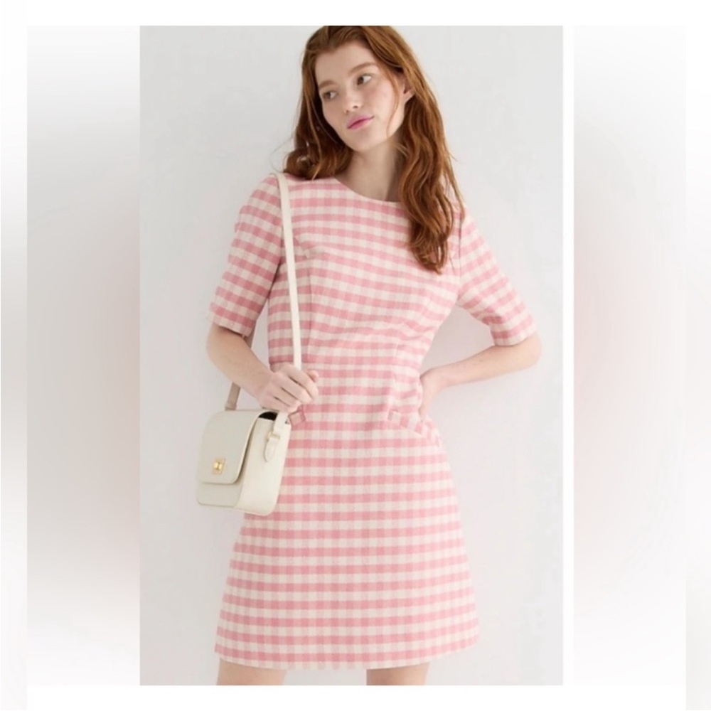 “J. CREW” Gingham Terry Tweed Lady Day Dress - Picture 2 of 7